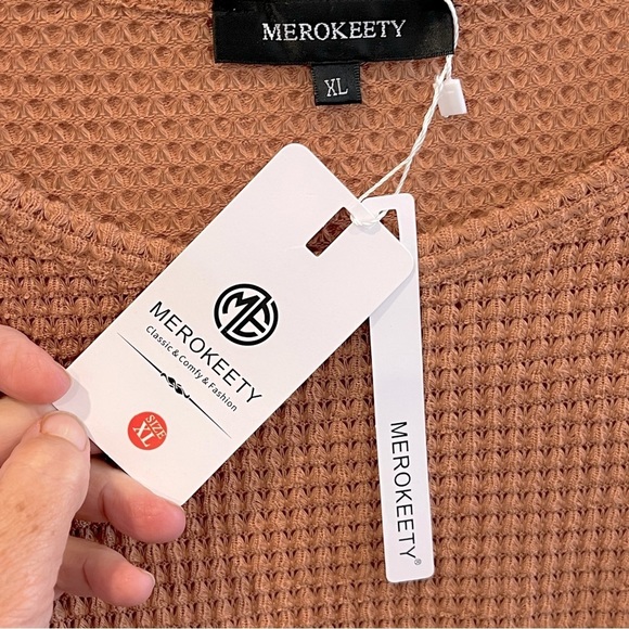 MEROKEETY classic and comfy knit top size XL loose fitting - Picture 2 of 7
